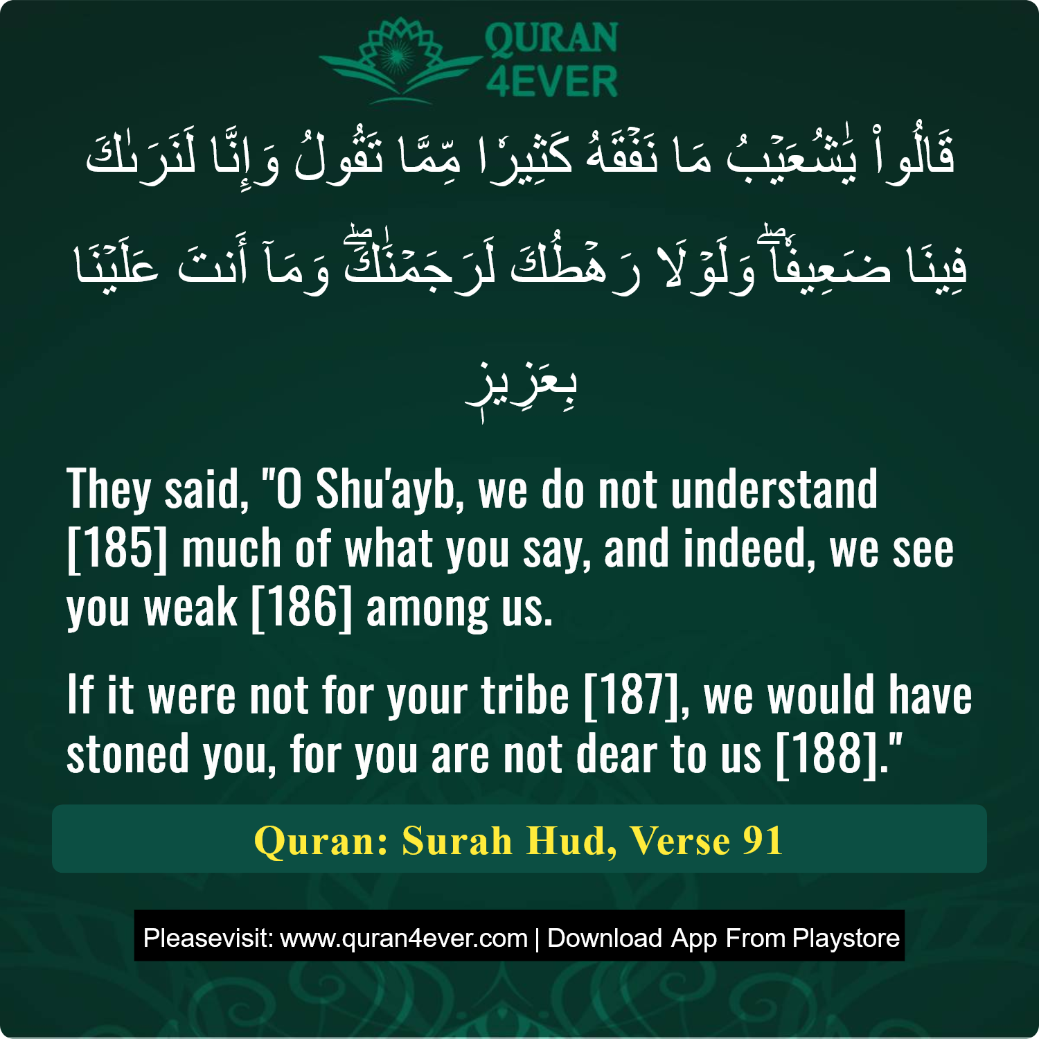 Surah 11, Ayah 91 - Quran Image