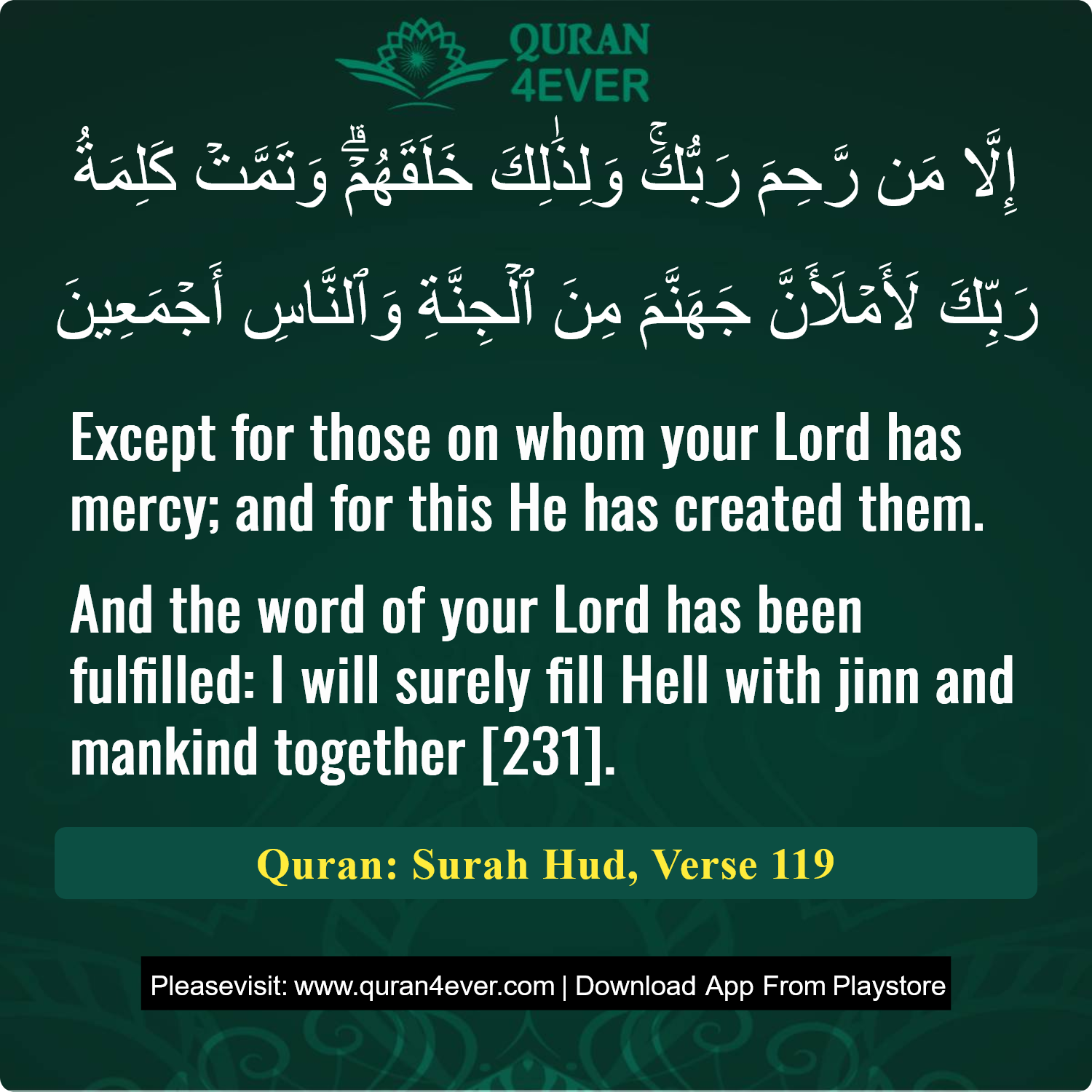 Surah 11, Ayah 119 - Quran Image