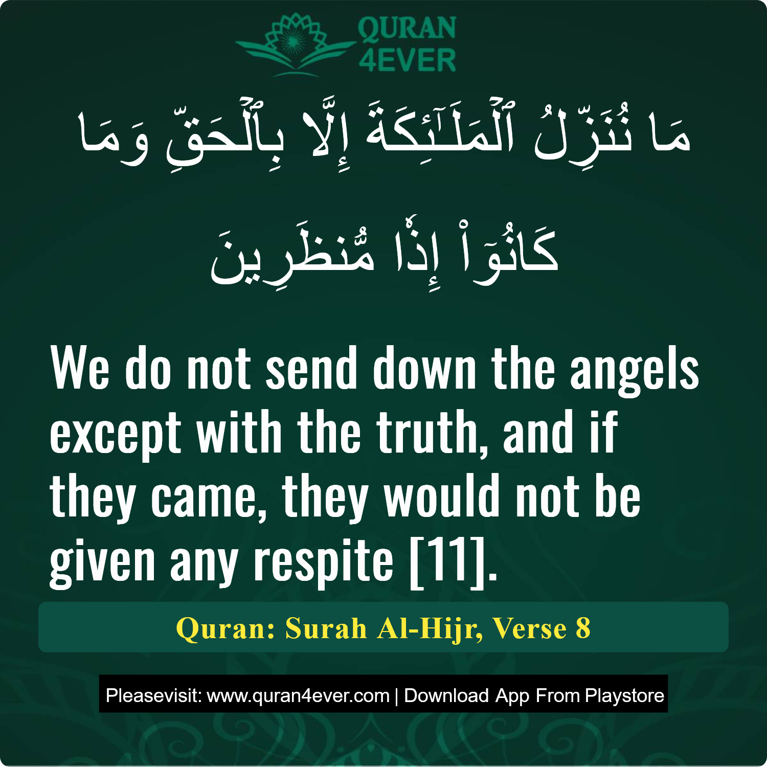 Surah 15, Ayah 8 - Quran Image