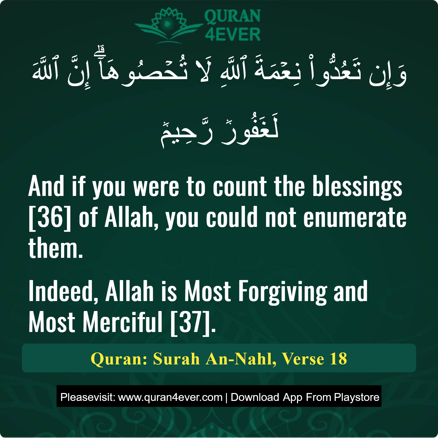 Surah 16, Ayah 18 - Quran Image