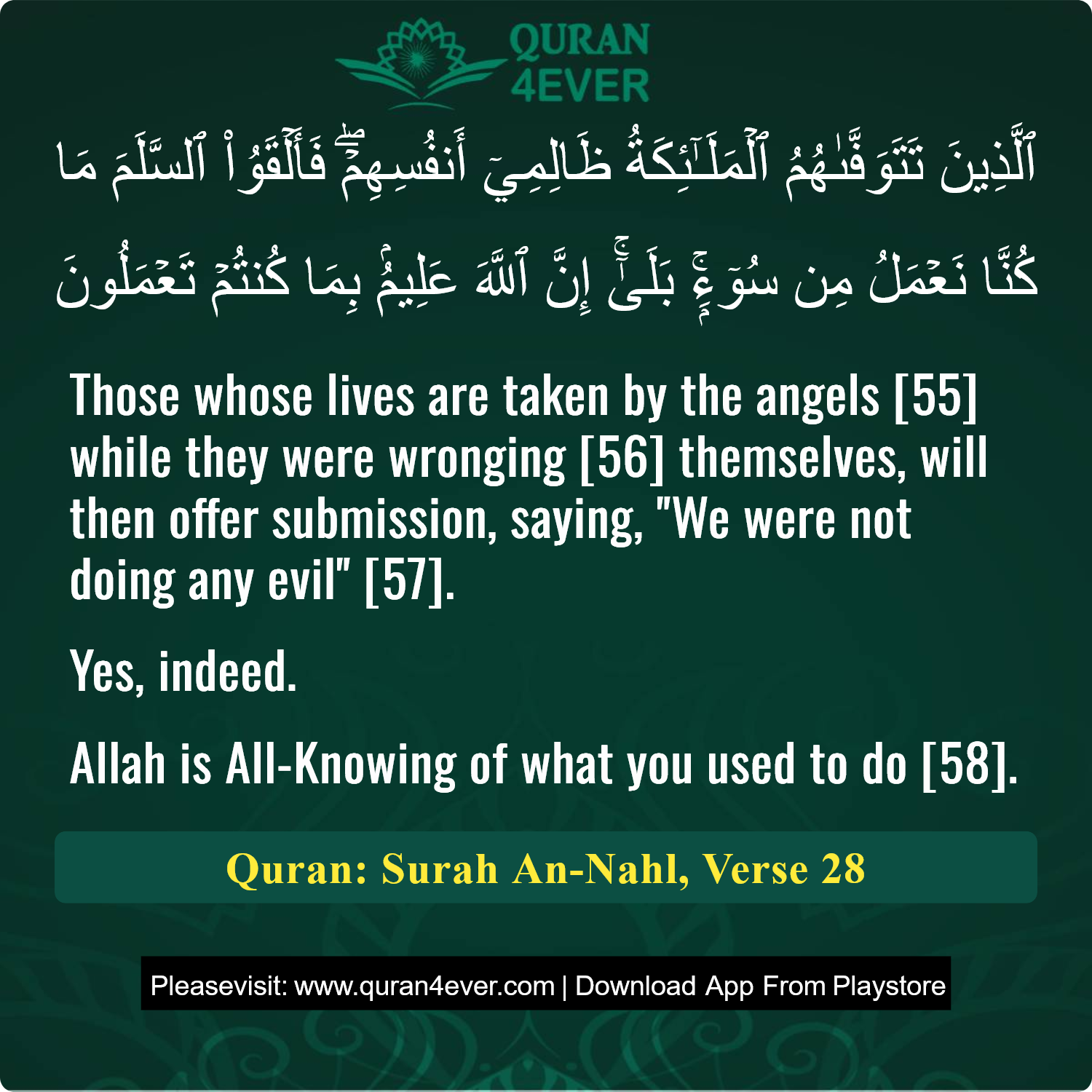 Surah 16, Ayah 28 - Quran Image