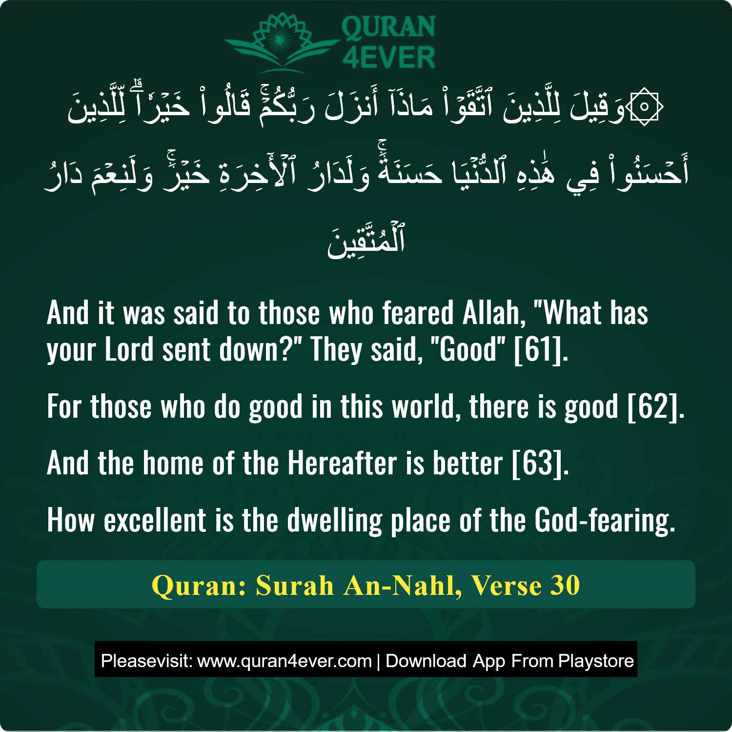 Surah 16, Ayah 30 - Quran Image