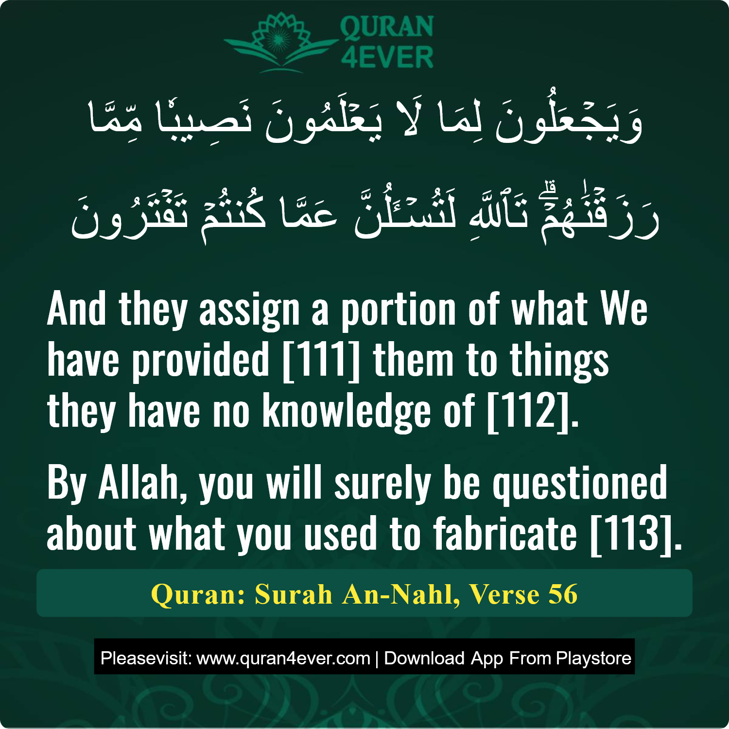 Surah 16, Ayah 56 - Quran Image