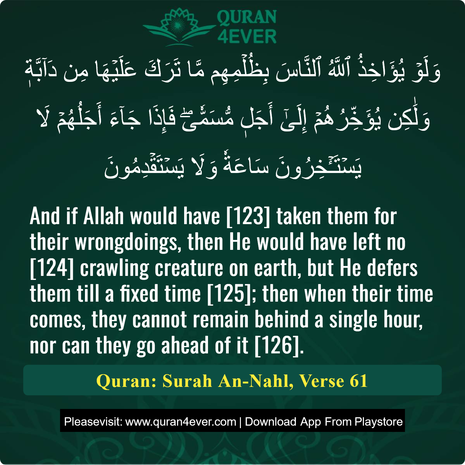 Surah 16, Ayah 61 - Quran Image