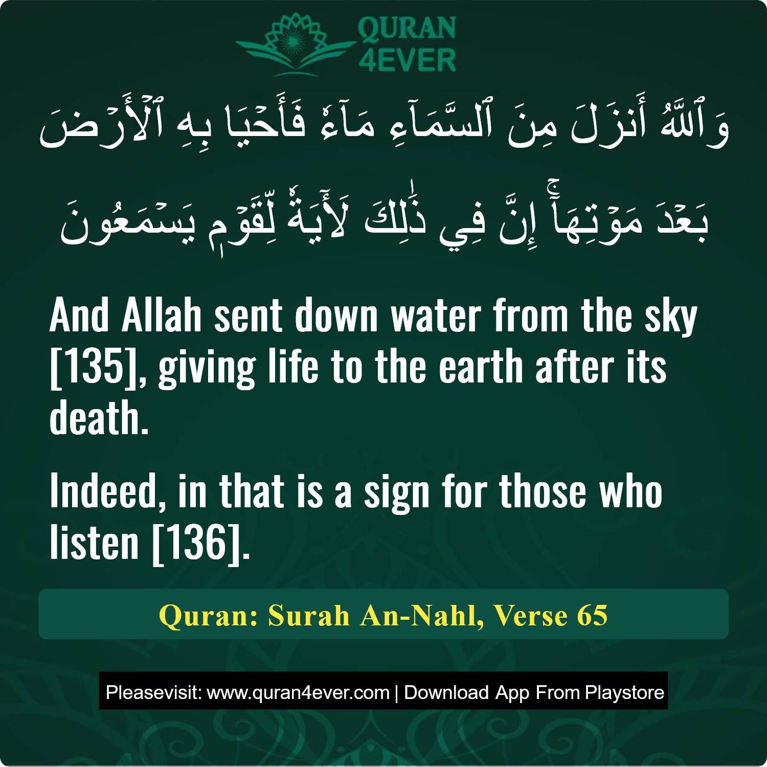 Surah 16, Ayah 65 - Quran Image