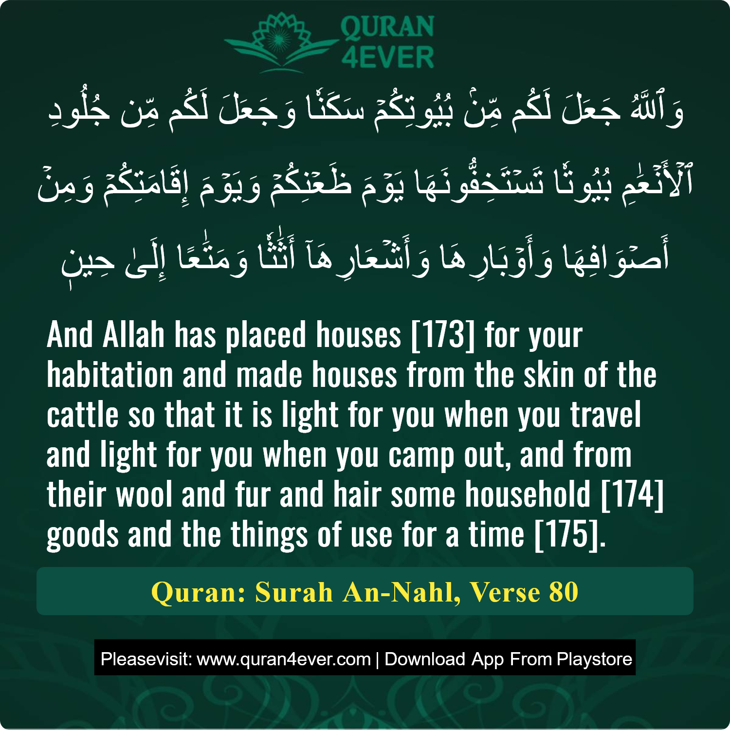 Surah 16, Ayah 80 - Quran Image
