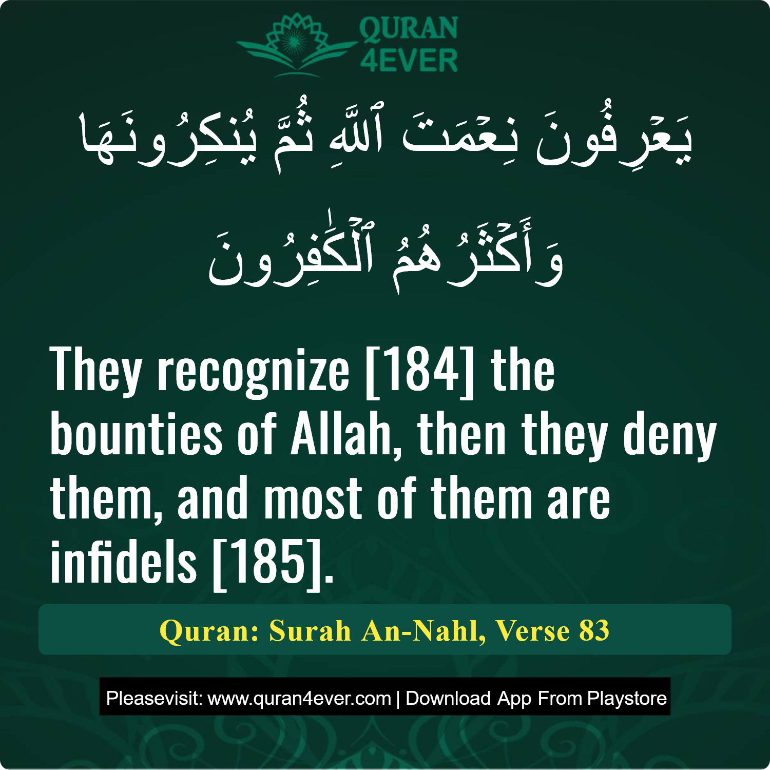 Surah 16, Ayah 83 - Quran Image