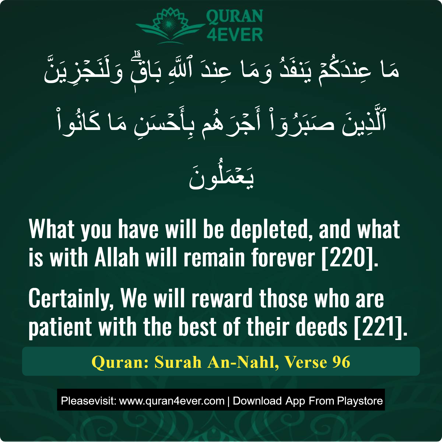 Surah 16, Ayah 96 - Quran Image