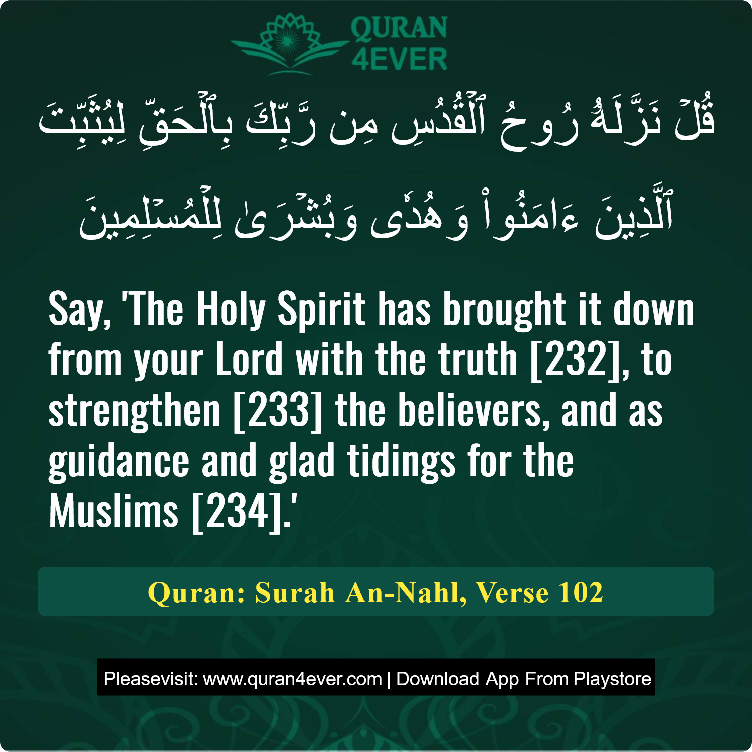 Surah 16, Ayah 102 - Quran Image