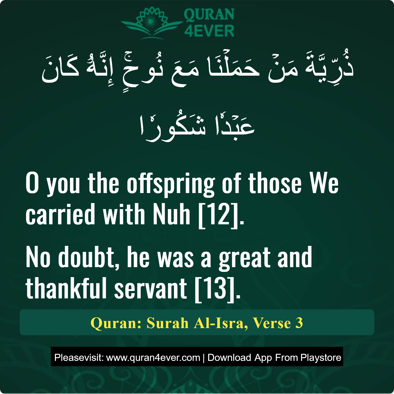 Surah 17, Ayah 3 - Quran Image