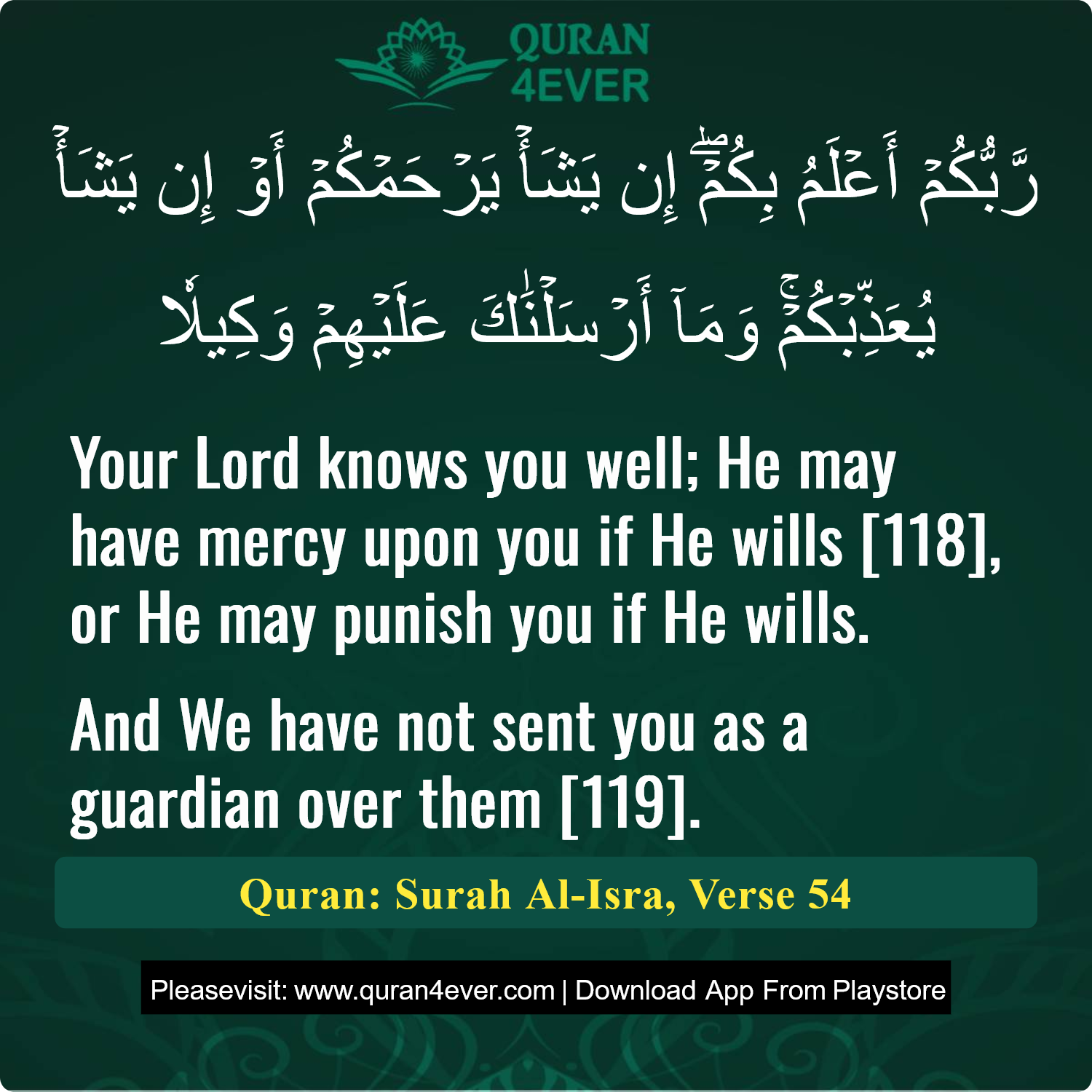 Surah 17, Ayah 54 - Quran Image