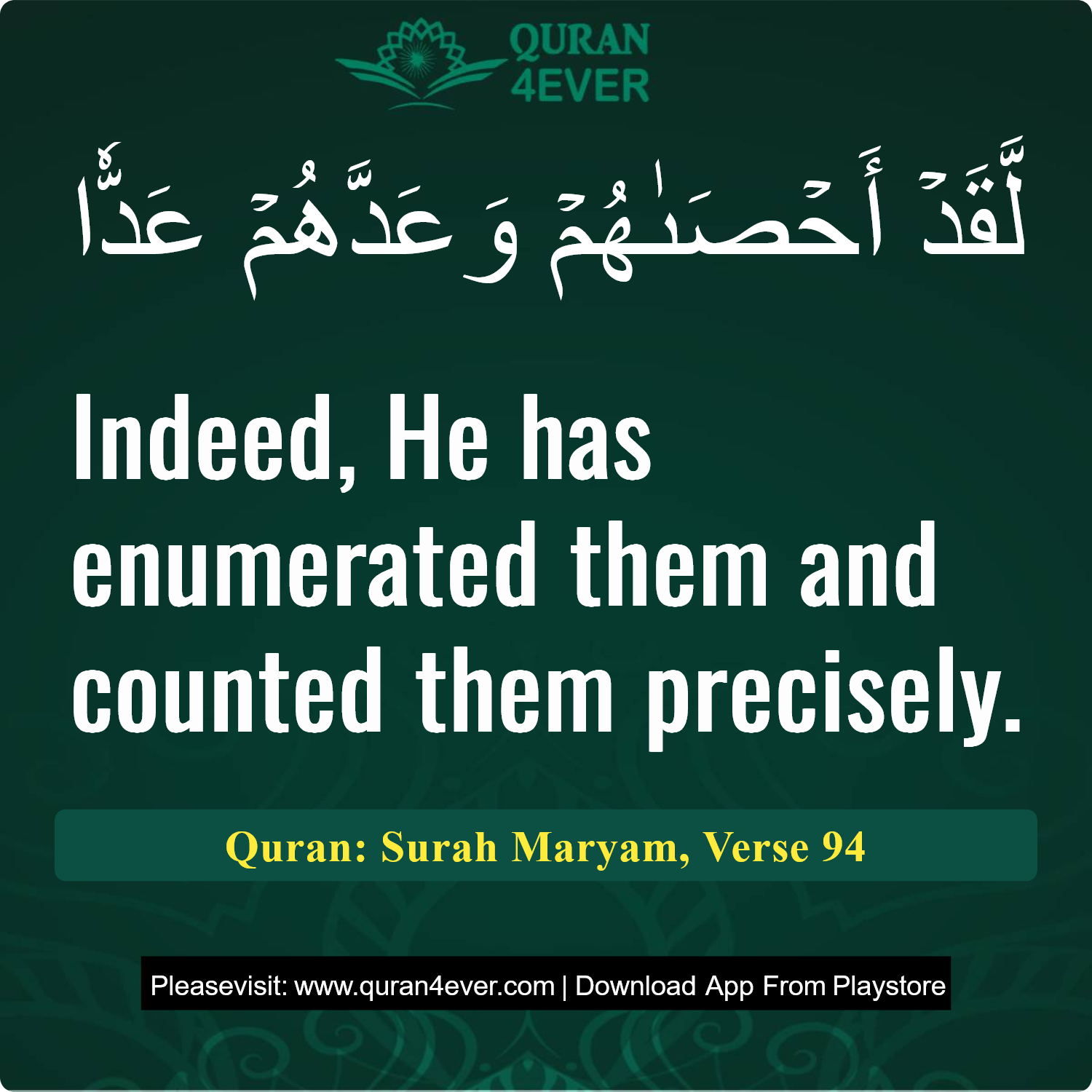 Surah 19, Ayah 94 - Quran Image