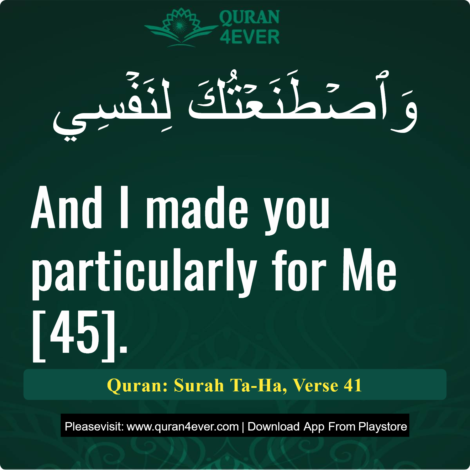 Surah 20, Ayah 41 - Quran Image