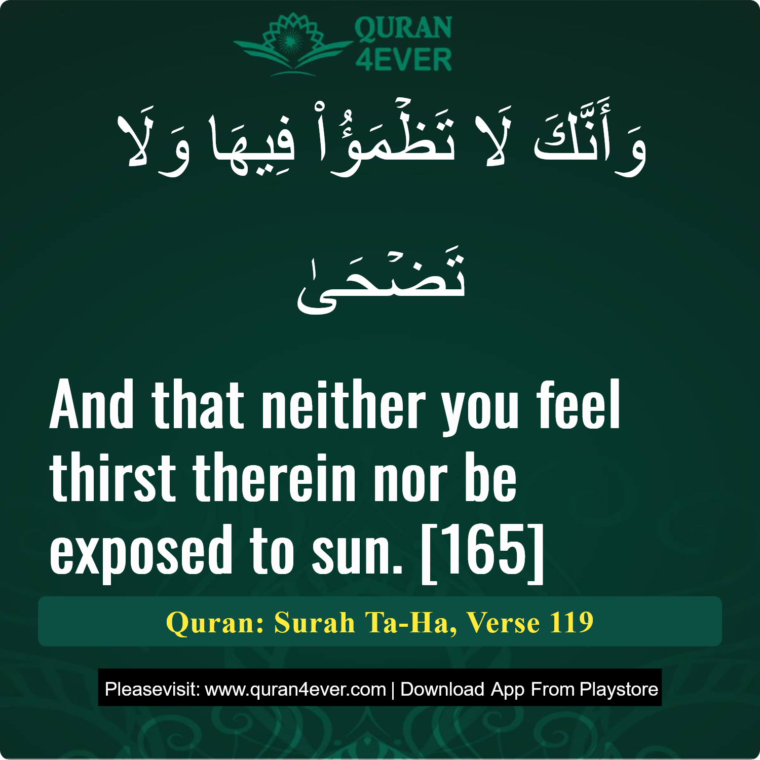 Surah 20, Ayah 119 - Quran Image
