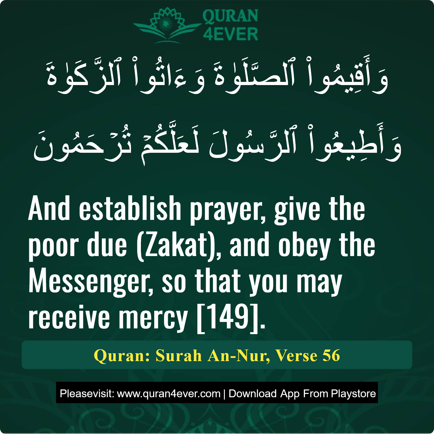 Surah 24, Ayah 56 - Quran Image