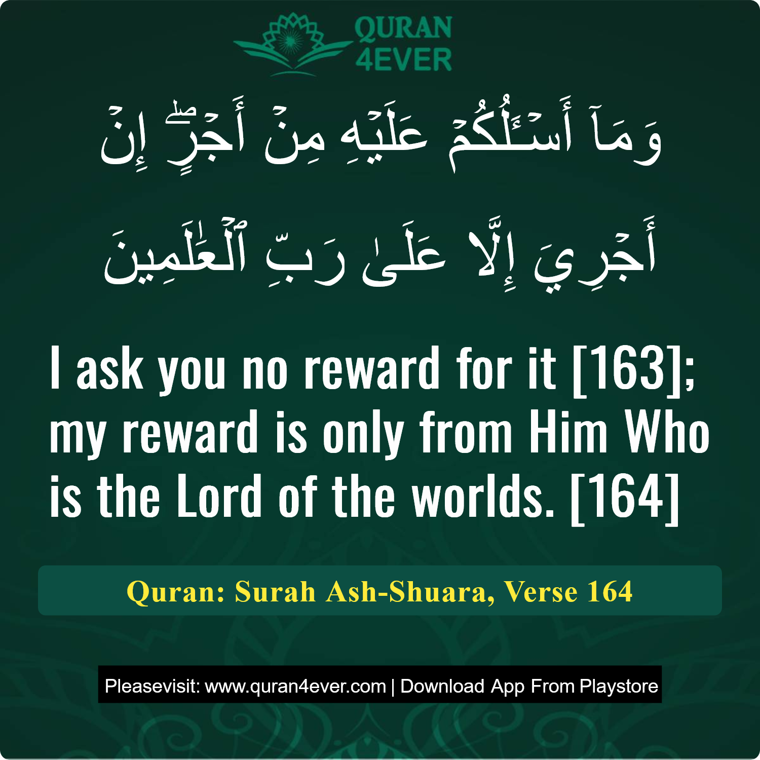 Surah 26, Ayah 164 - Quran Image