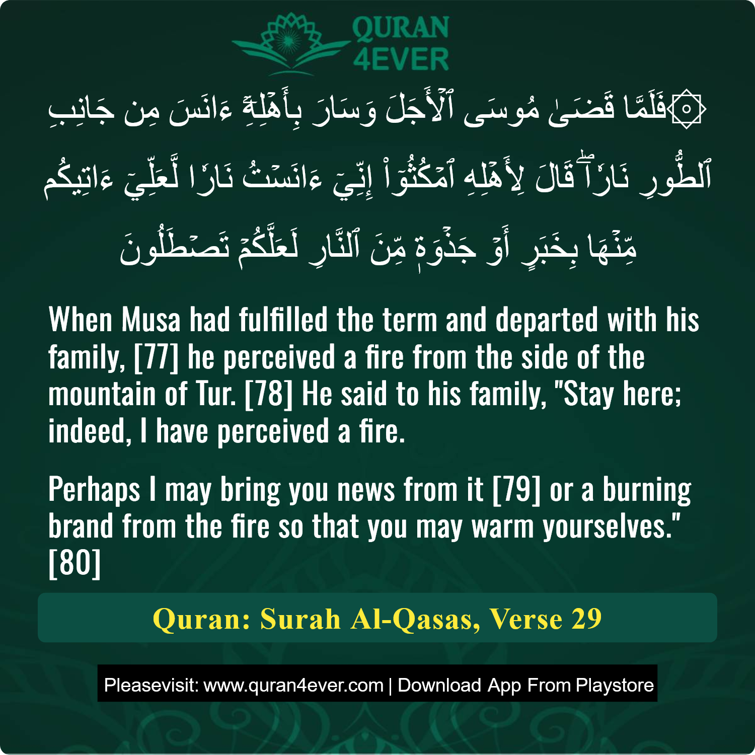 Surah 28, Ayah 29 - Quran Image
