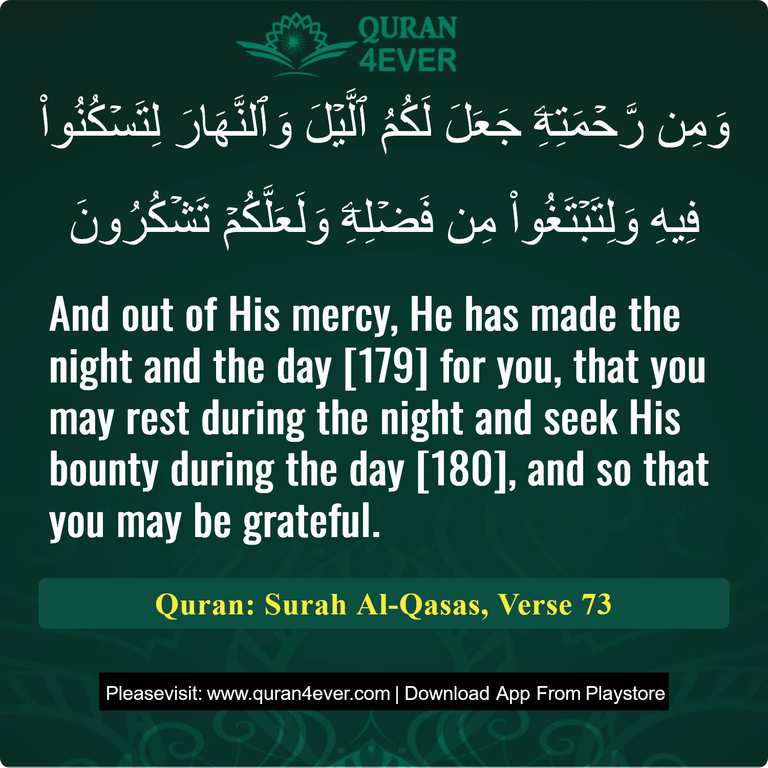Surah 28, Ayah 73 - Quran Image