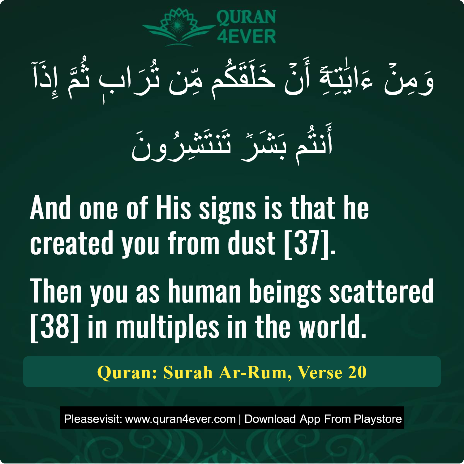 Surah 30, Ayah 20 - Quran Image