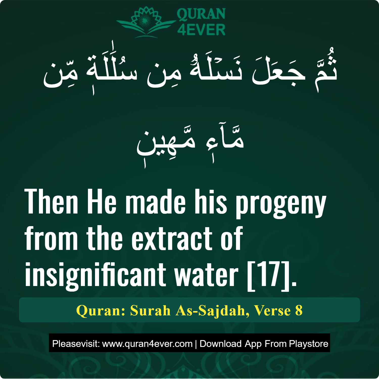 Surah 32, Ayah 8 - Quran Image