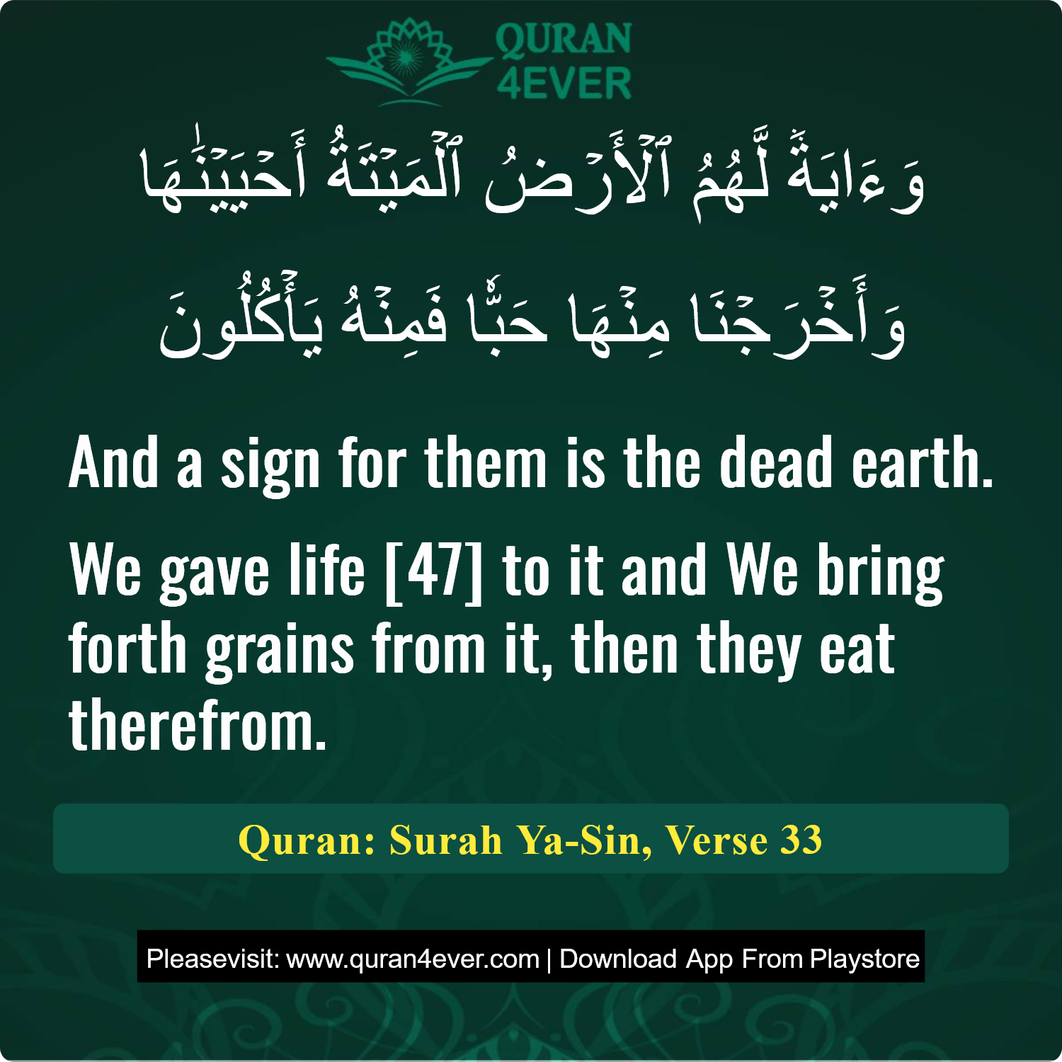 Surah 36, Ayah 33 - Quran Image