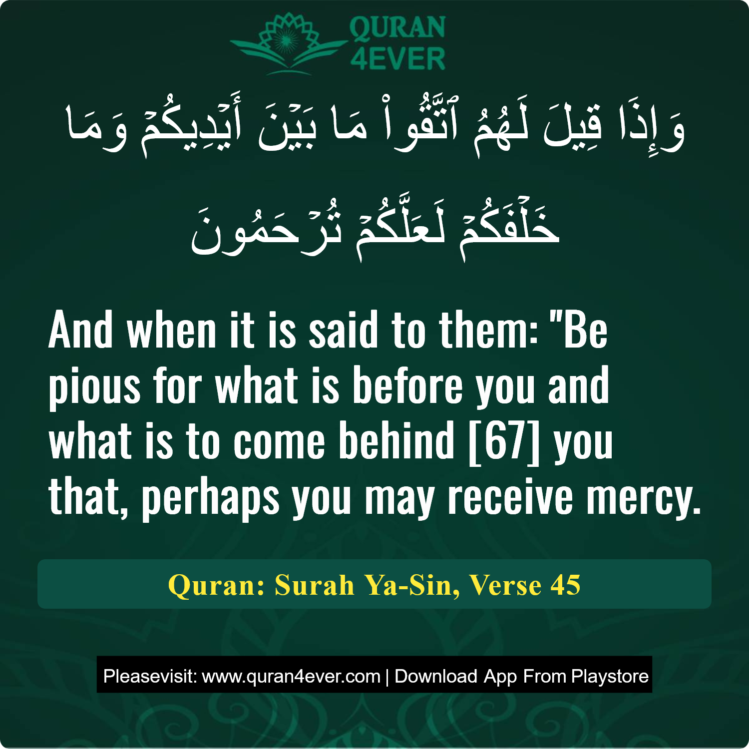 Surah 36, Ayah 45 - Quran Image