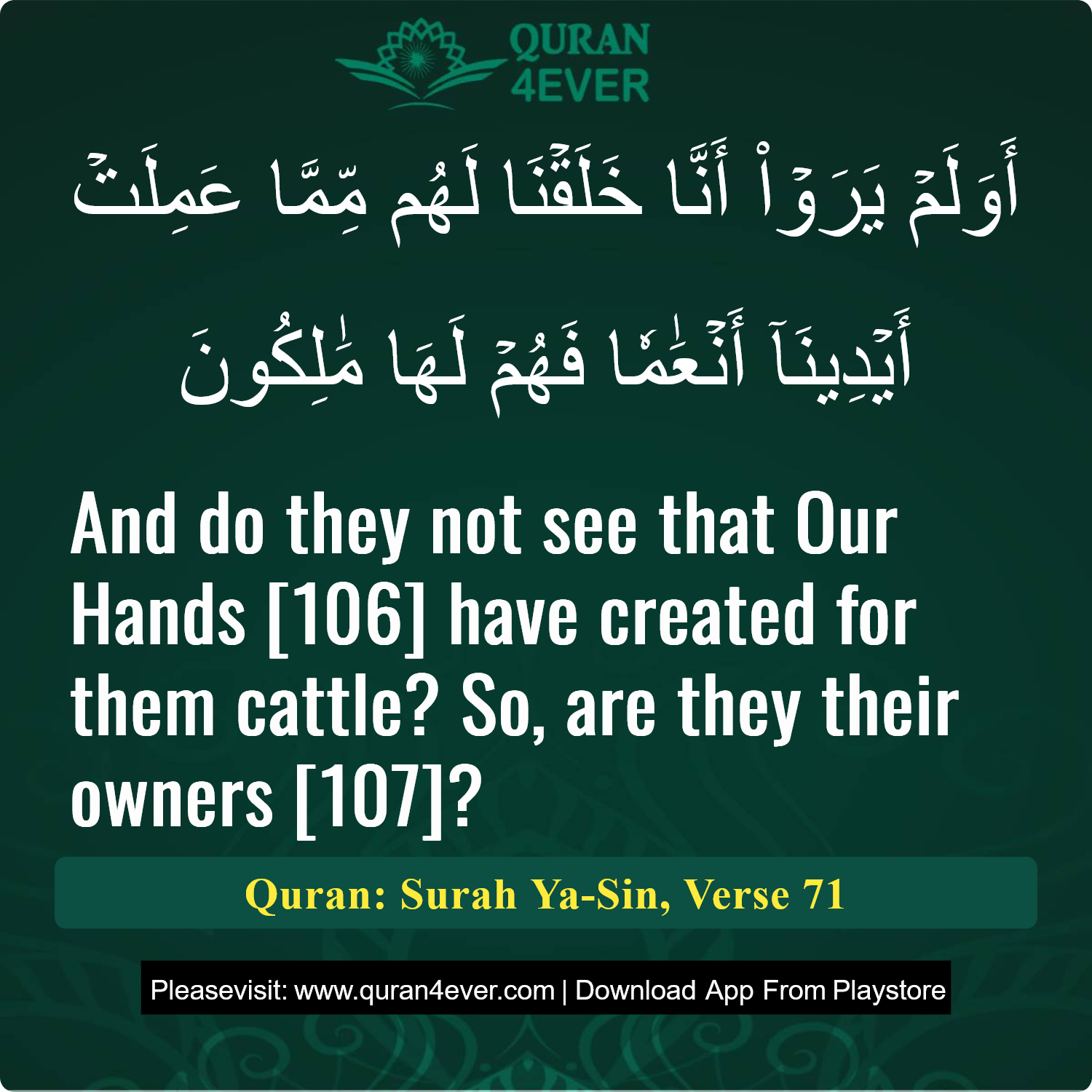 Surah 36, Ayah 71 - Quran Image