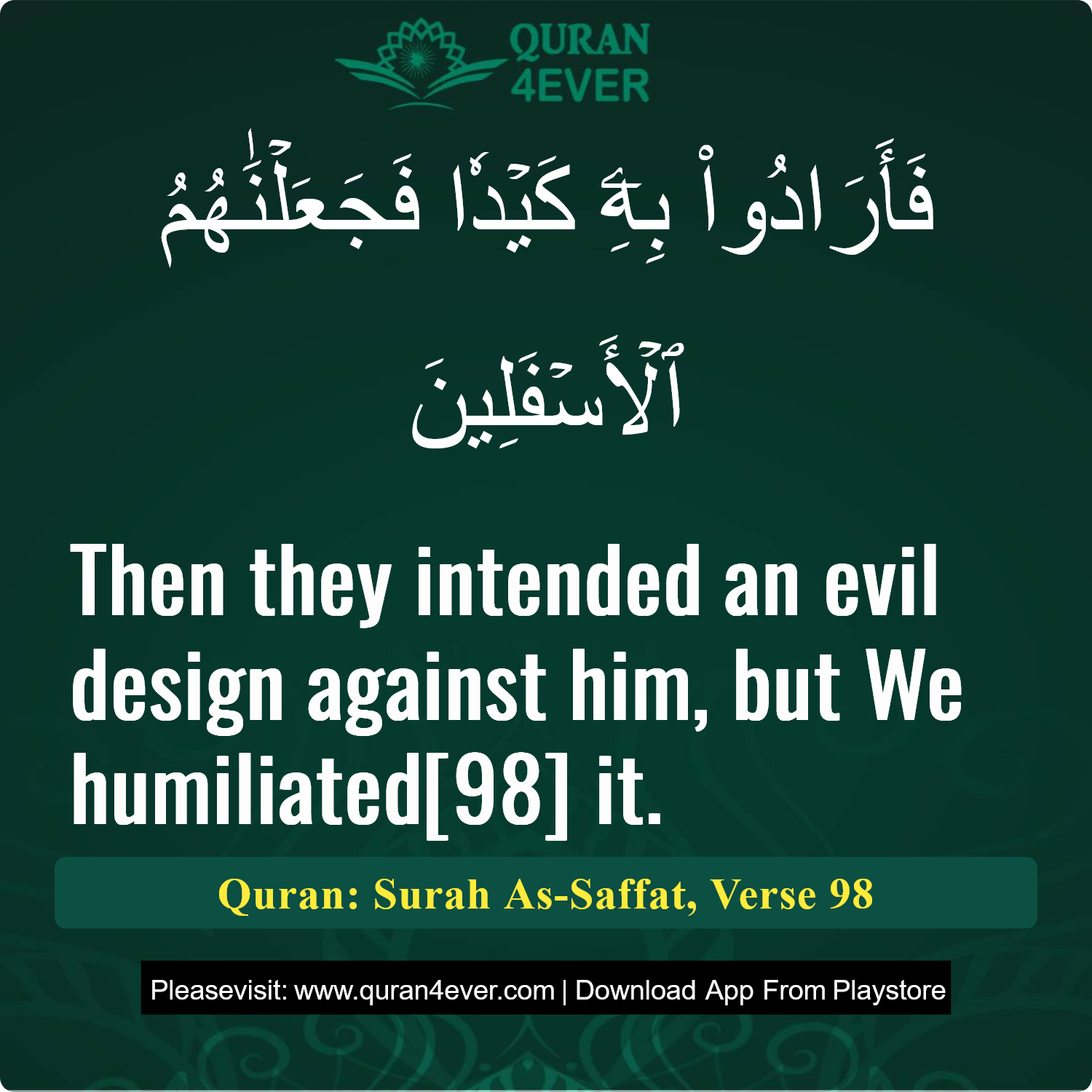 Surah 37, Ayah 98 - Quran Image