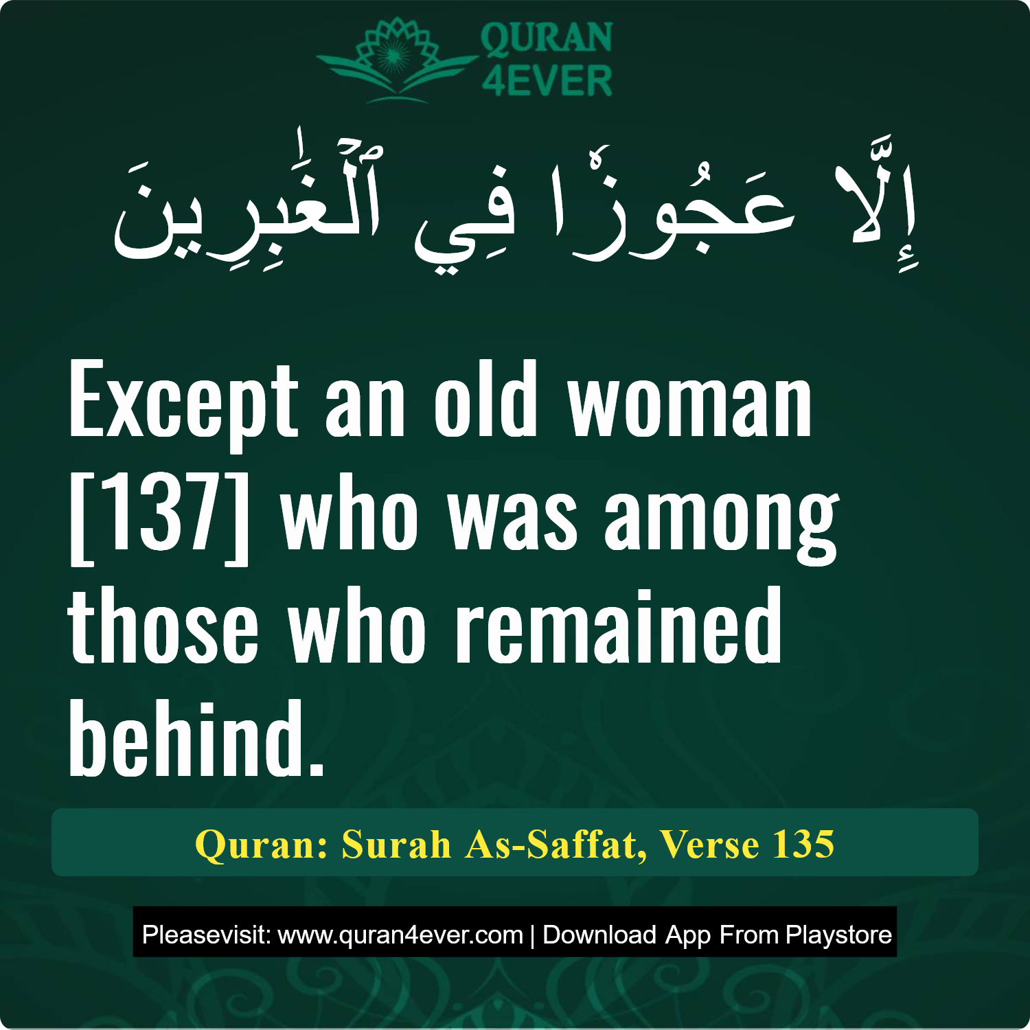 Surah 37, Ayah 135 - Quran Image