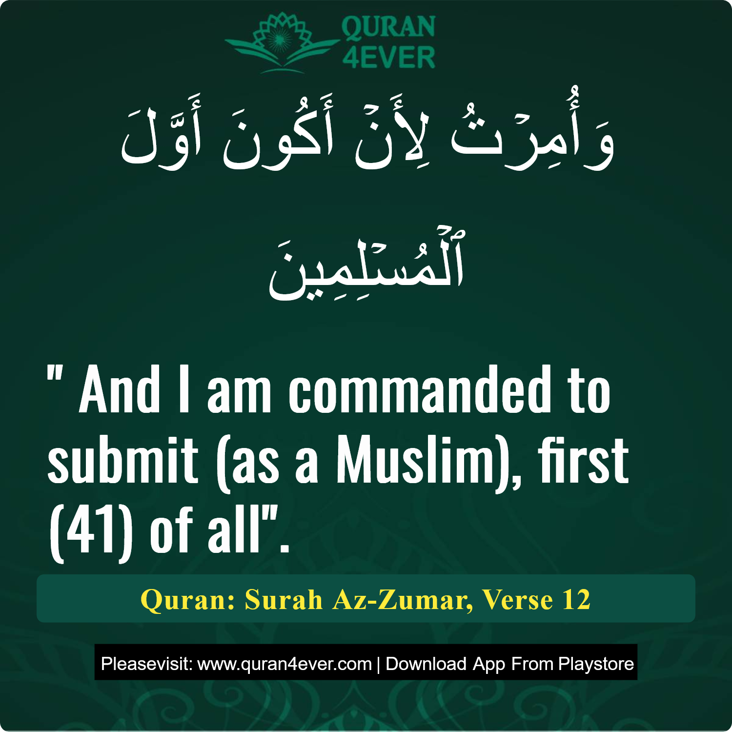 Surah 39, Ayah 12 - Quran Image