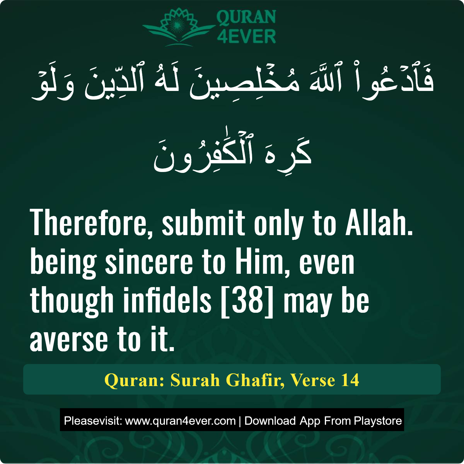 Surah 40, Ayah 14 - Quran Image