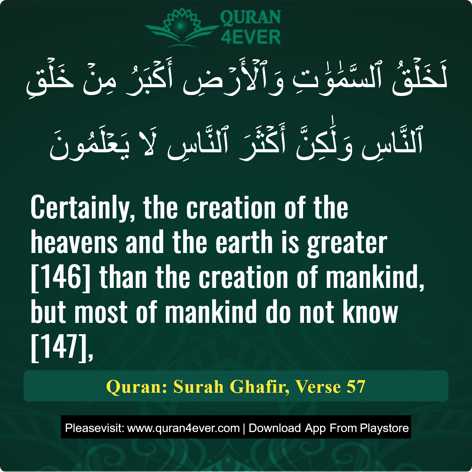 Surah 40, Ayah 57 - Quran Image