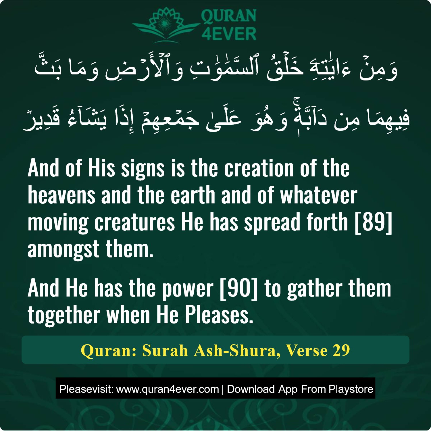 Surah 42, Ayah 29 - Quran Image