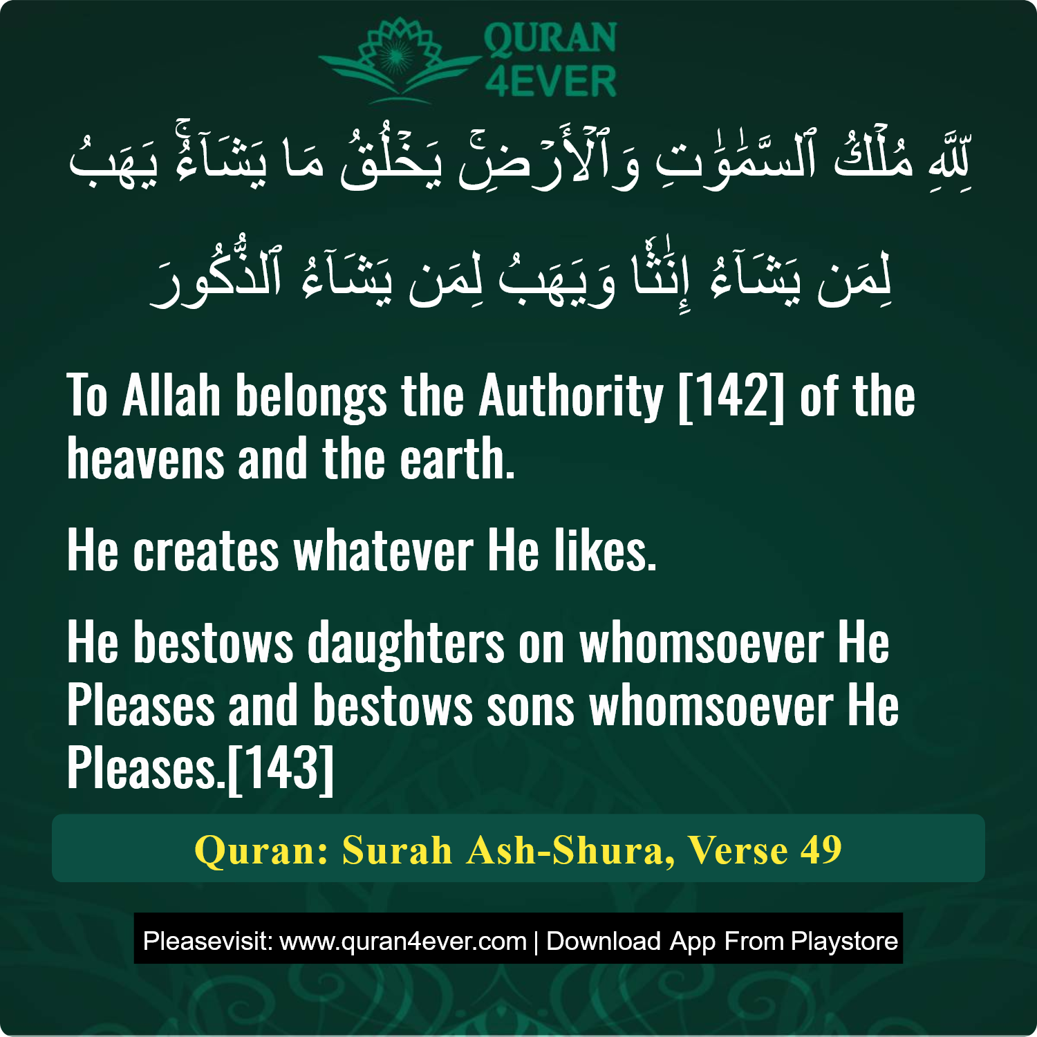 Surah 42, Ayah 49 - Quran Image