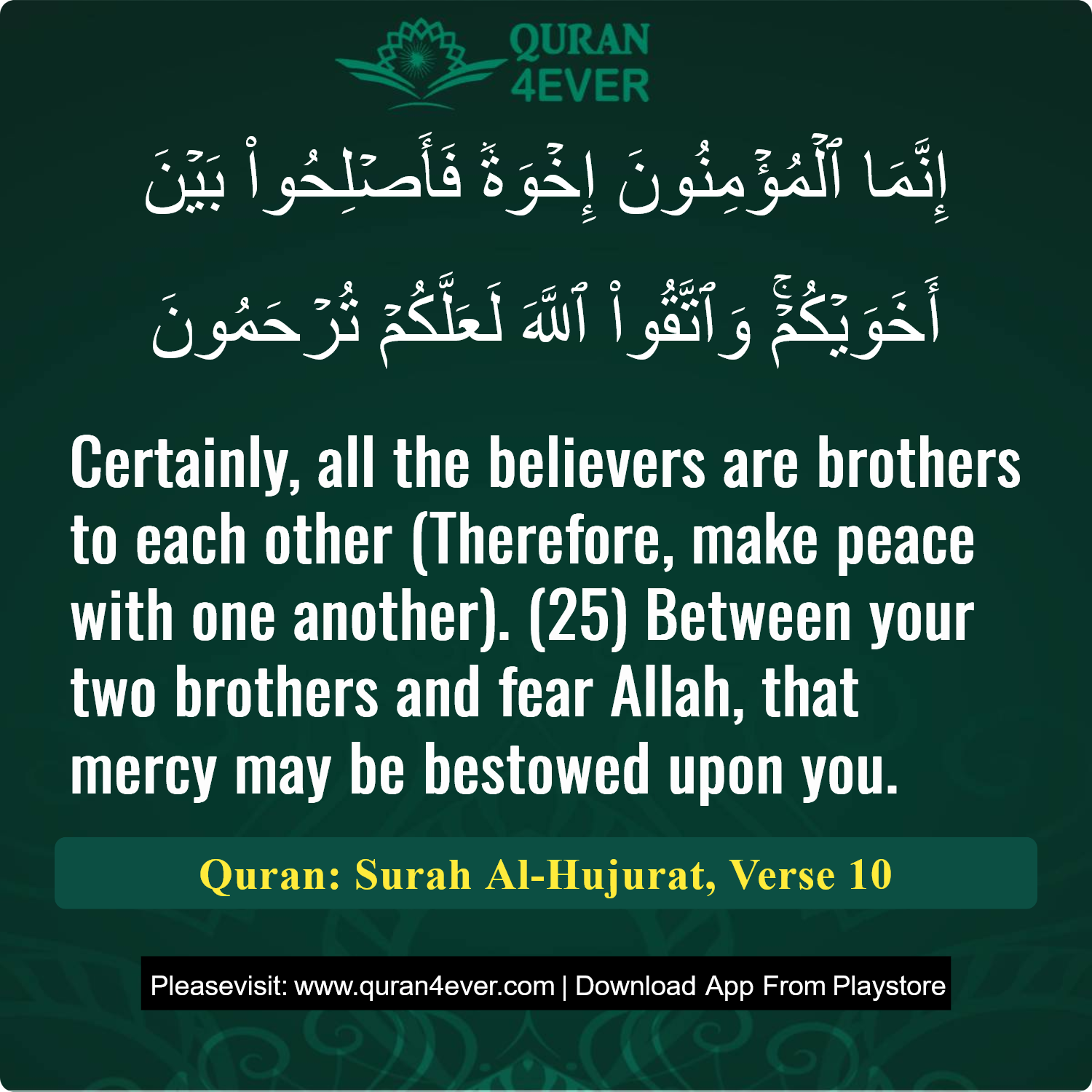 Surah 49, Ayah 10 - Quran Image