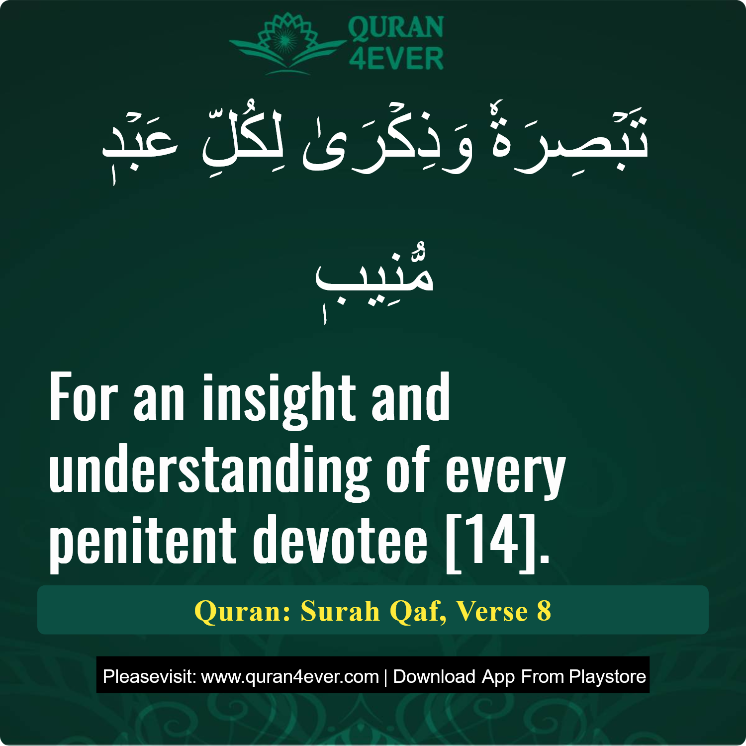 Surah 50, Ayah 8 - Quran Image