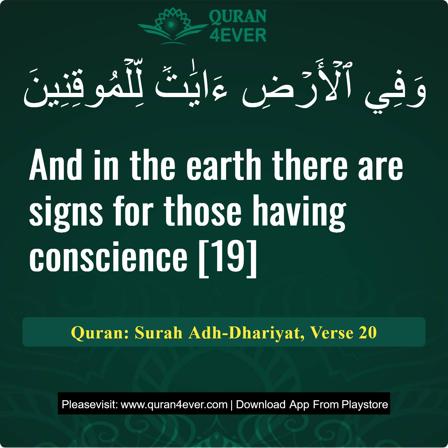 Surah 51, Ayah 20 - Quran Image