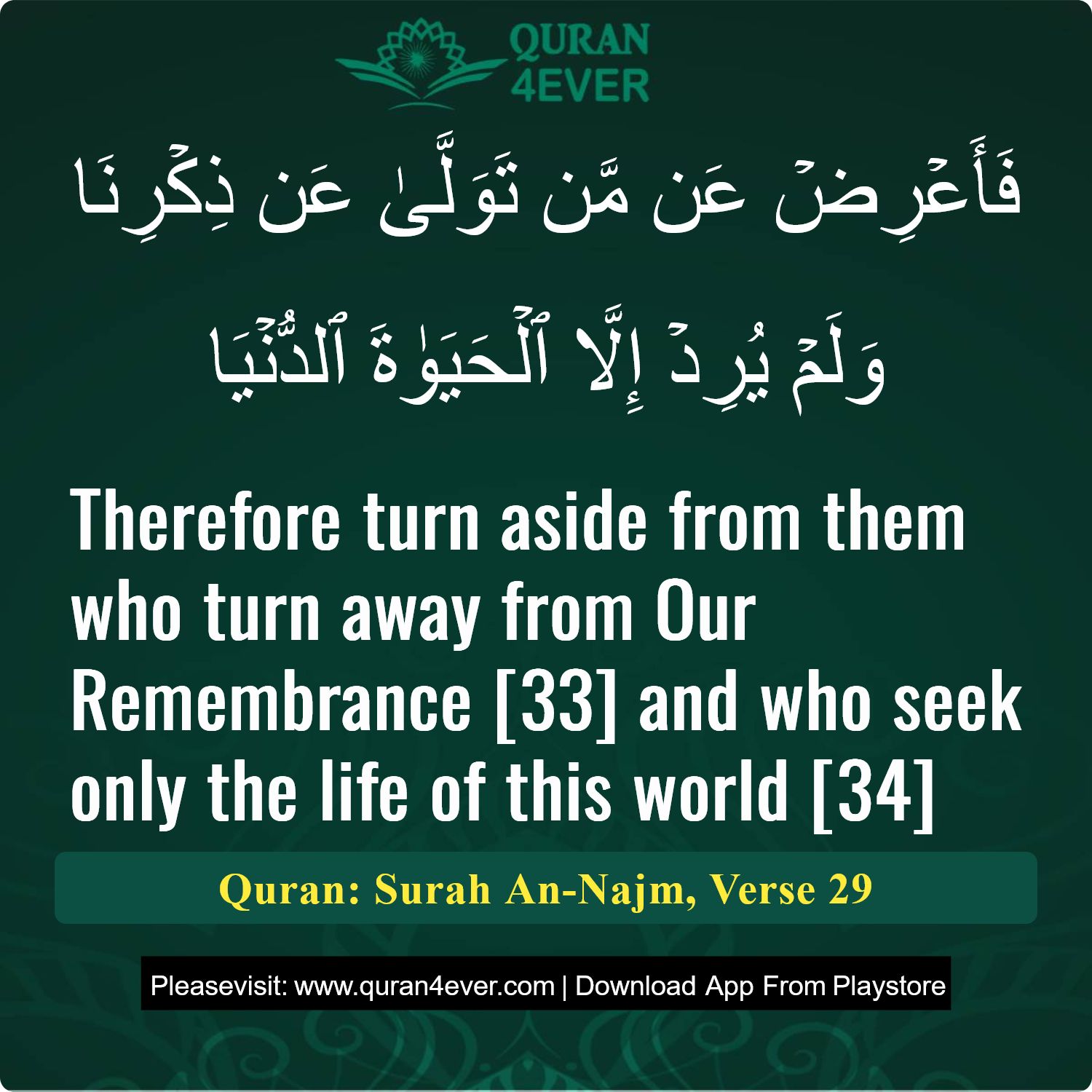 Surah 53, Ayah 29 - Quran Image