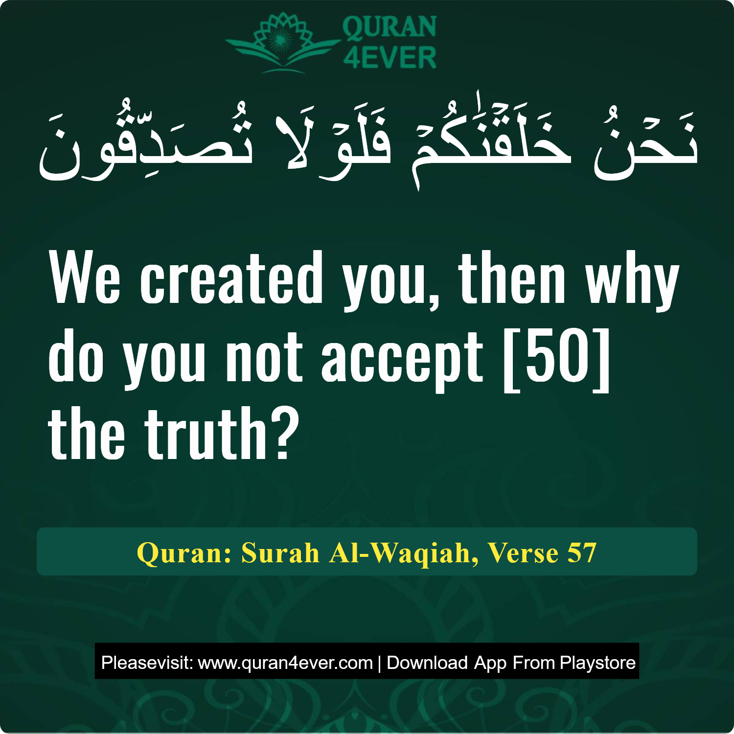 Surah 56, Ayah 57 - Quran Image