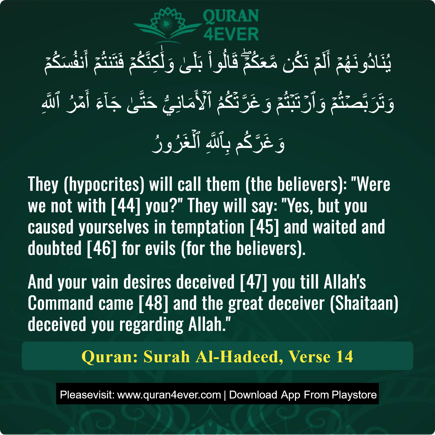 Surah 57, Ayah 14 - Quran Image