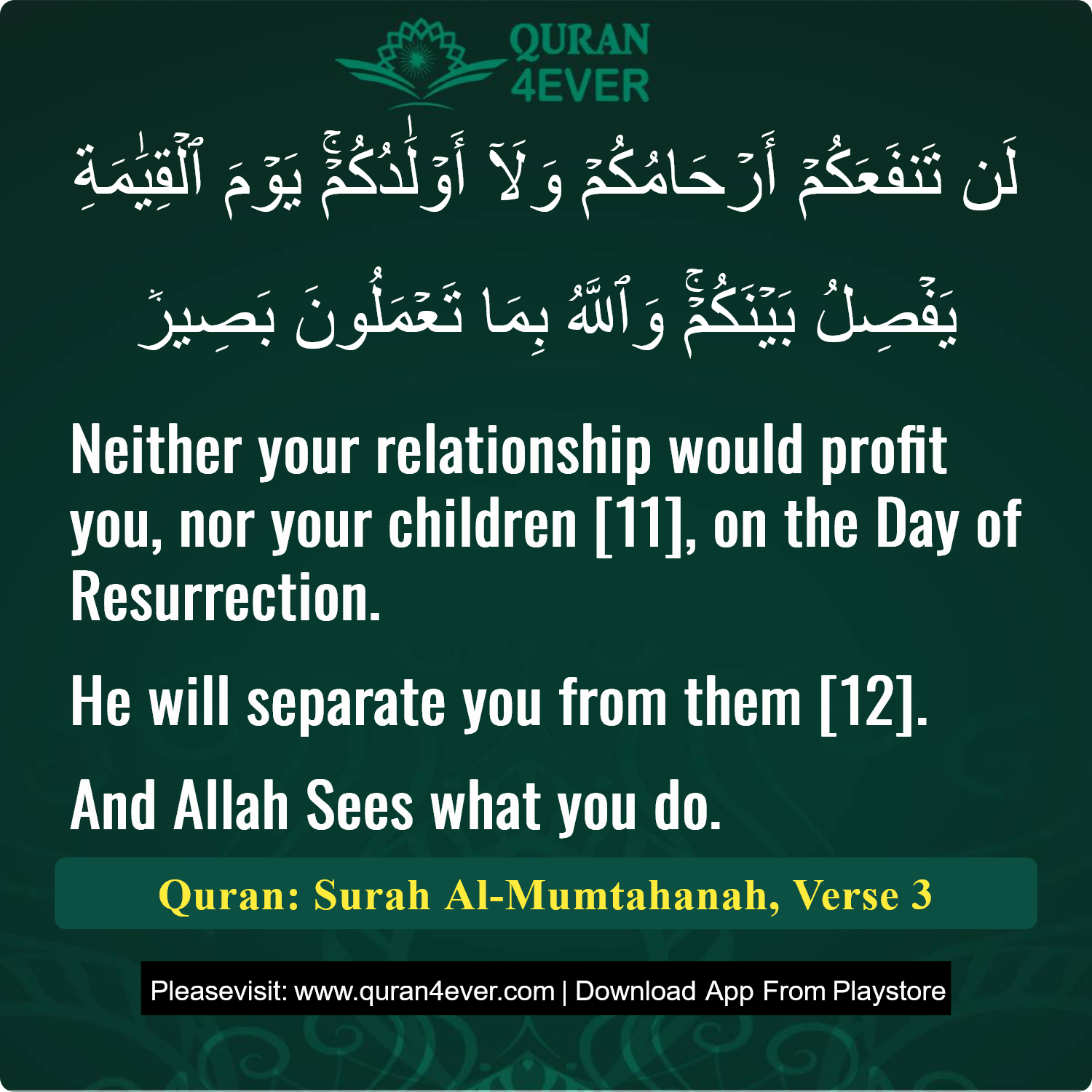 Surah 60, Ayah 3 - Quran Image