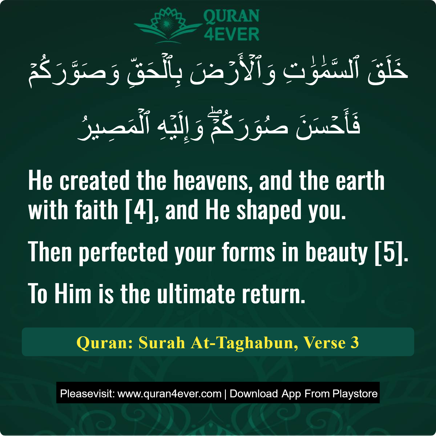 Surah 64, Ayah 3 - Quran Image