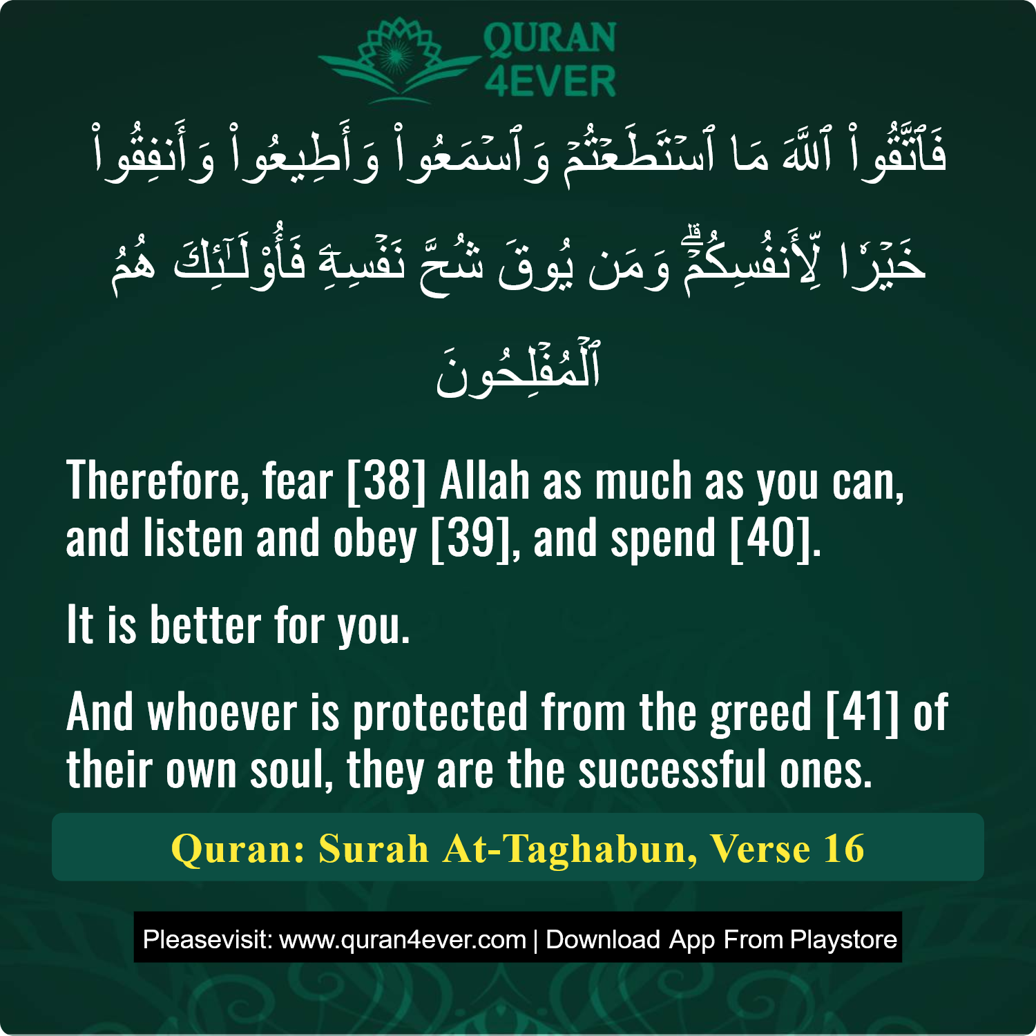 Surah 64, Ayah 16 - Quran Image