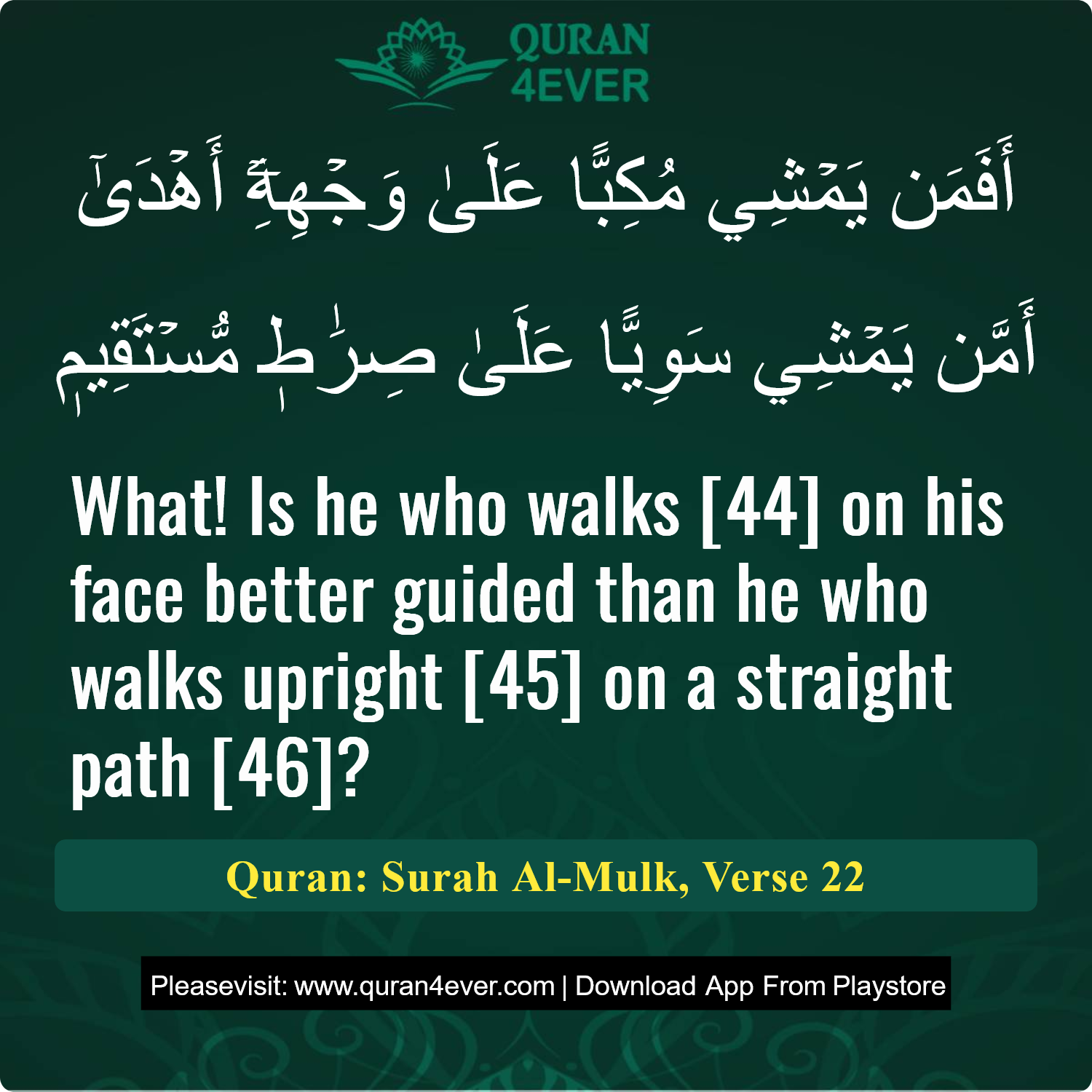 Surah 67, Ayah 22 - Quran Image