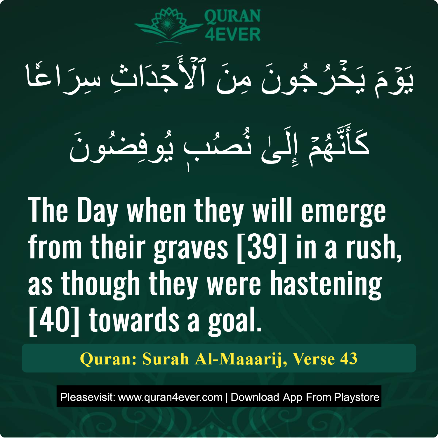 Surah 70, Ayah 43 - Quran Image