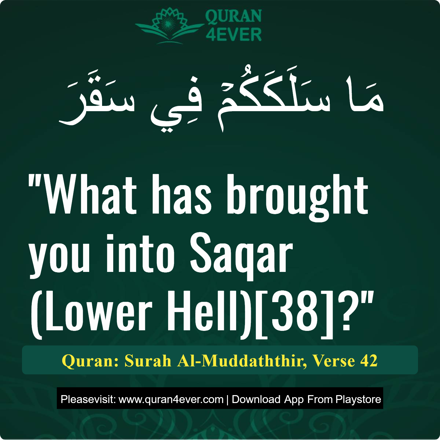 Surah 74, Ayah 42 - Quran Image