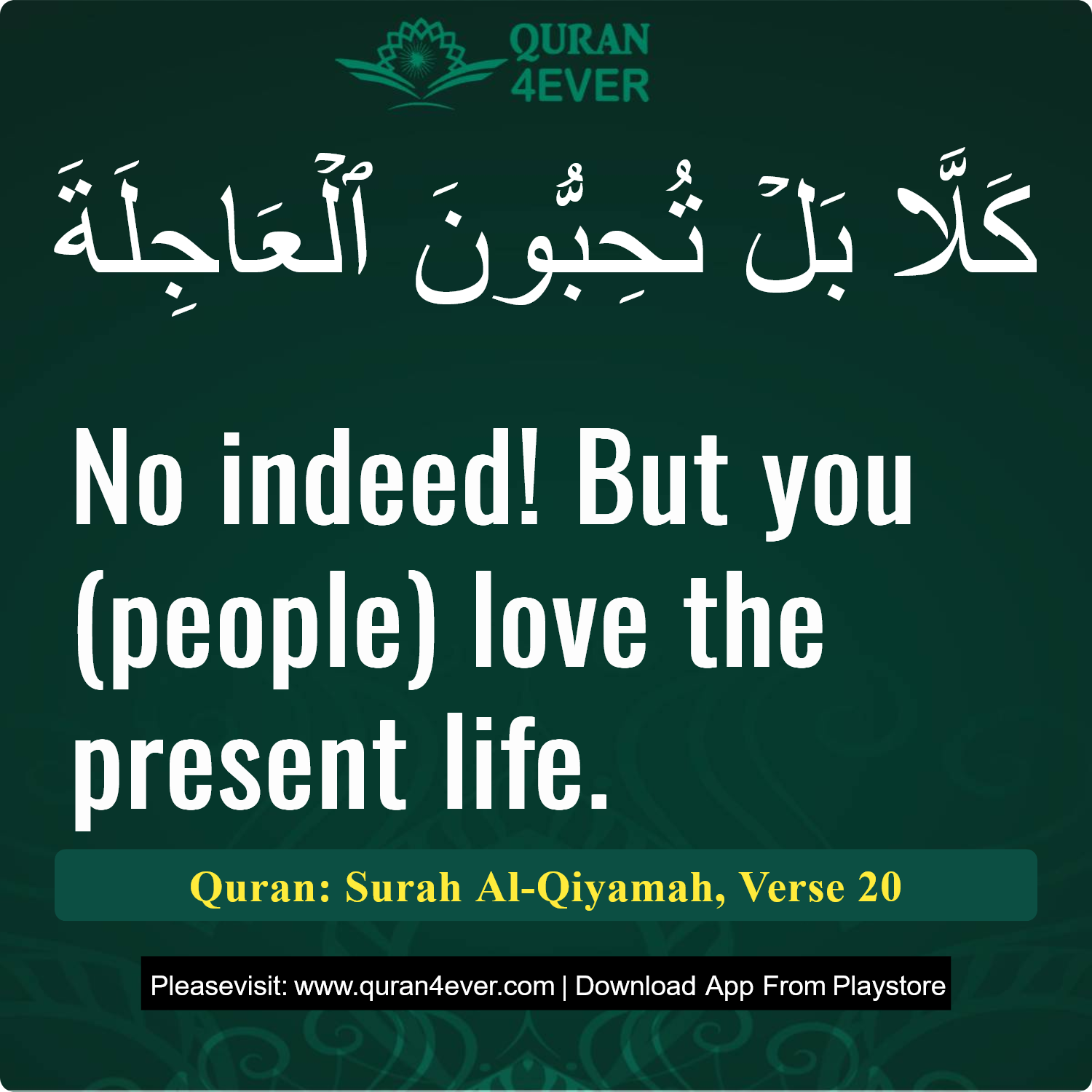 Surah 75, Ayah 20 - Quran Image