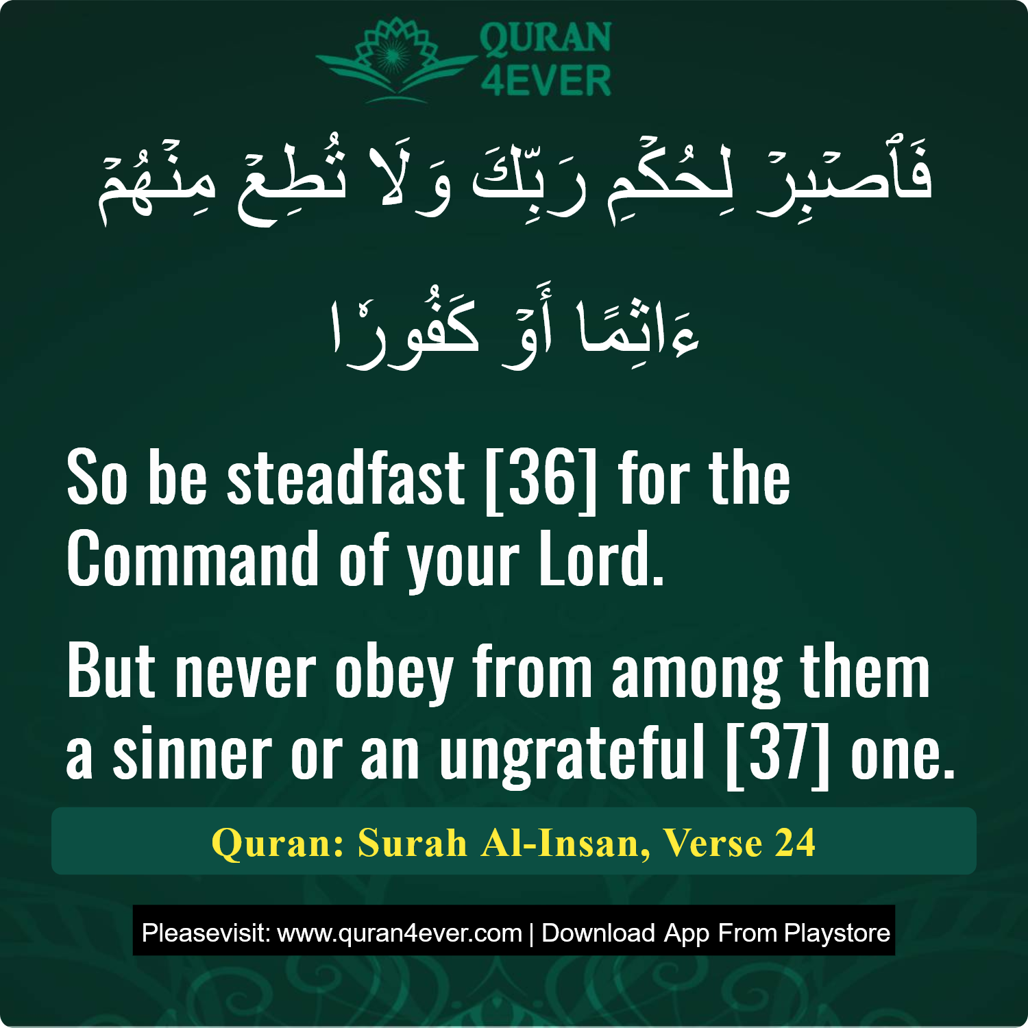 Surah 76, Ayah 24 - Quran Image