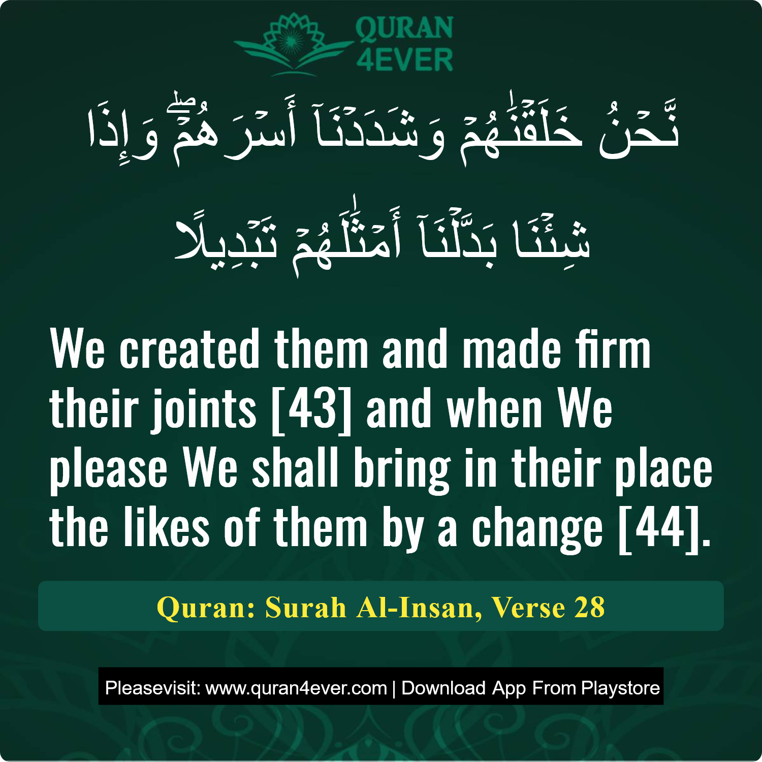 Surah 76, Ayah 28 - Quran Image