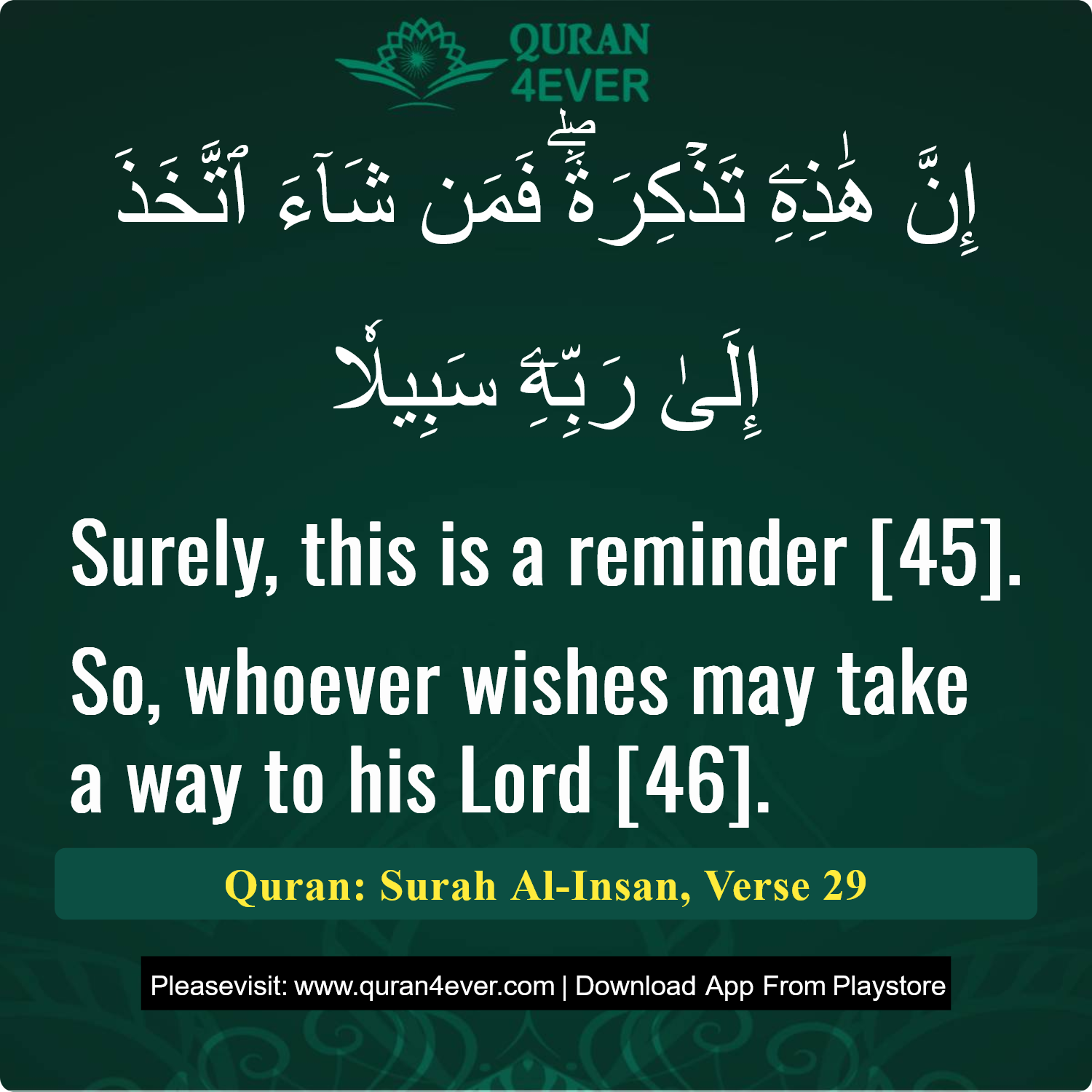 Surah 76, Ayah 29 - Quran Image